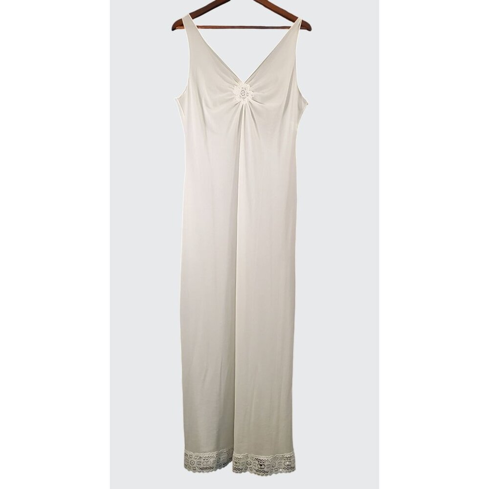 Vintage Margit Brandt For R USA Ivory Sheer Knee Length Slip Women's Size Medium